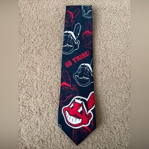 Vintage Cleveland Indians Chief Wahoo Go Tribe Silk Necktie Wallywear 1996